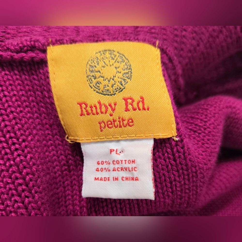 Ruby Rd. Open Front Ruffled Cardigan Pink Purple Cottagecore Office Work, PL - Picture 6 of 6